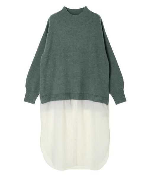 Green　Parks（グリーンパークス）の「ニット×シャツドッキングワンピース＊（ワンピース・レディース・グリーン/アイボリー/ブラック・FREE）」の15枚目の写真