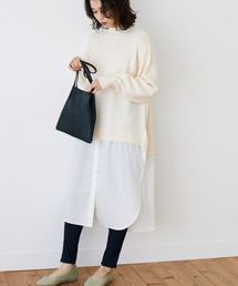 ニット×シャツドッキングワンピース＊