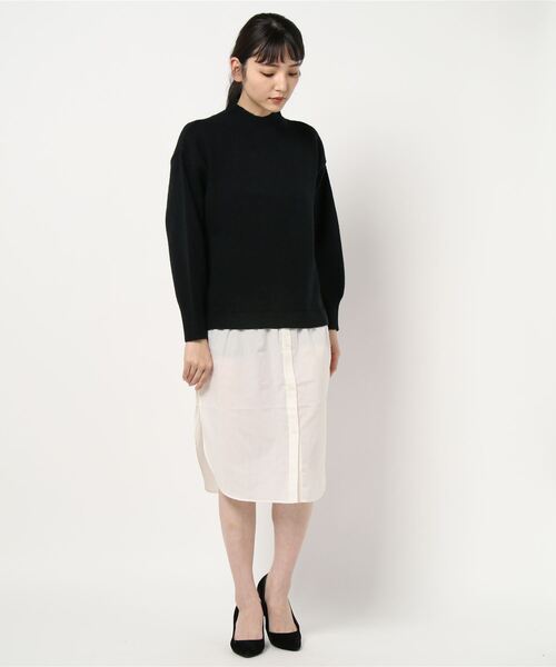 Green　Parks（グリーンパークス）の「ニット×シャツドッキングワンピース＊（ワンピース・レディース・グリーン/アイボリー/ブラック・FREE）」の4枚目の写真