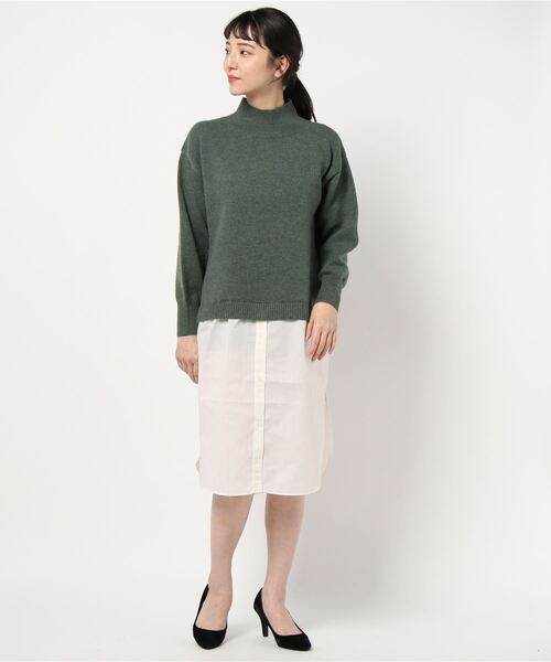 Green　Parks（グリーンパークス）の「ニット×シャツドッキングワンピース＊（ワンピース・レディース・グリーン/アイボリー/ブラック・FREE）」の11枚目の写真