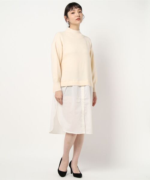 Green　Parks（グリーンパークス）の「ニット×シャツドッキングワンピース＊（ワンピース・レディース・グリーン/アイボリー/ブラック・FREE）」の12枚目の写真