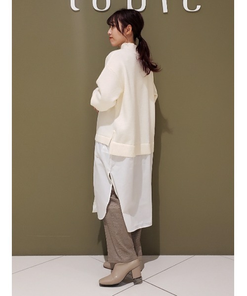 Green　Parks（グリーンパークス）の「ニット×シャツドッキングワンピース＊（ワンピース・レディース・グリーン/アイボリー/ブラック・FREE）」の8枚目の写真