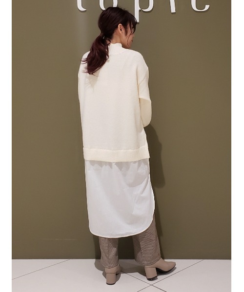 Green　Parks（グリーンパークス）の「ニット×シャツドッキングワンピース＊（ワンピース・レディース・グリーン/アイボリー/ブラック・FREE）」の9枚目の写真