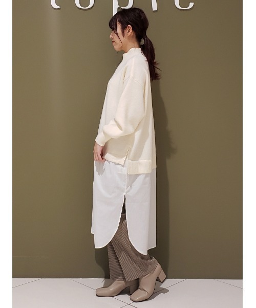 Green　Parks（グリーンパークス）の「ニット×シャツドッキングワンピース＊（ワンピース・レディース・グリーン/アイボリー/ブラック・FREE）」の10枚目の写真