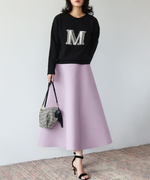 ELFRANK（エルフランク）の「ボンディングボリュームフレアロングスカート（スカート・レディース・イエロー/ラベンダー/グリーン/カーキ/ブラック/テラコッタ/グレイッシュベージュ/ネイビー・M/L）」の21枚目の写真