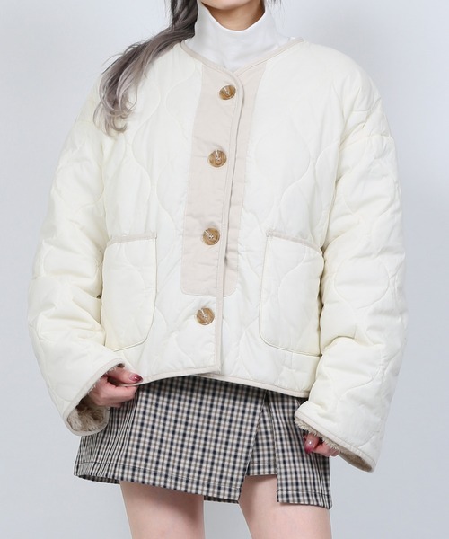 DING（ディング）の「DING/裏ボアキルティングジャケット（ブルゾン・レディース・オフホワイト/ベージュ・FREE）」の2枚目の写真