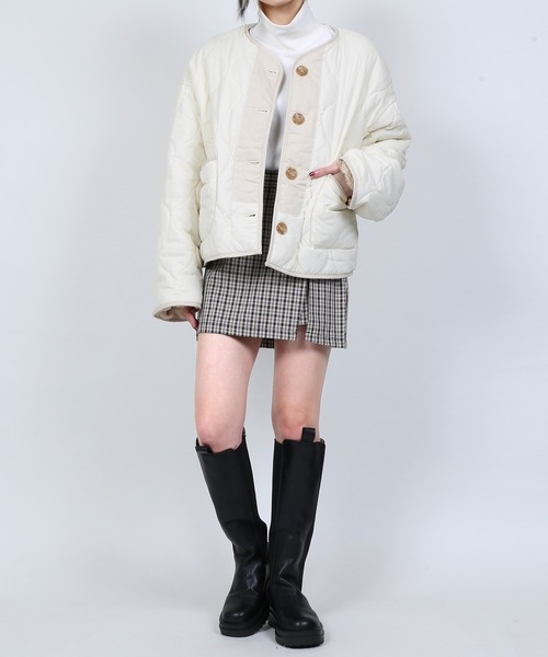 DING（ディング）の「DING/裏ボアキルティングジャケット（ブルゾン・レディース・オフホワイト/ベージュ・FREE）」の6枚目の写真