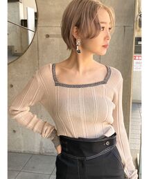 ワイドスクエアリブニット