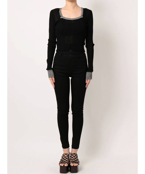 EMODA（エモダ）の「ワイドスクエアリブニット（ニット/セーター・レディース・ライトブルー/ブラック/ベージュ・FREE）」の12枚目の写真