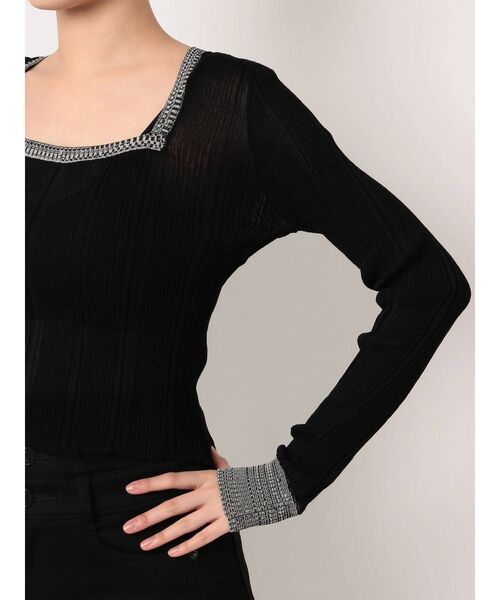 EMODA（エモダ）の「ワイドスクエアリブニット（ニット/セーター・レディース・ライトブルー/ブラック/ベージュ・FREE）」の17枚目の写真