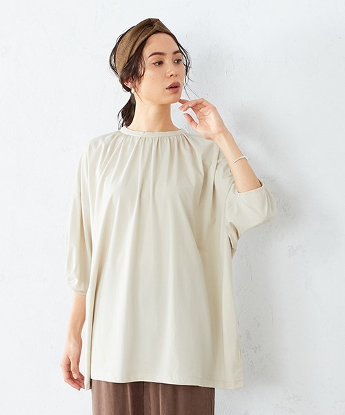 COMME CA ISM(コムサイズム)の「ボリュームスリーブ チュニックカットソー(Tシャツ/カットソー・レディース・ベージュ/ダークブラウン/カーキ/ライラック・MEDIUM/LARGE)」の3枚目の写真