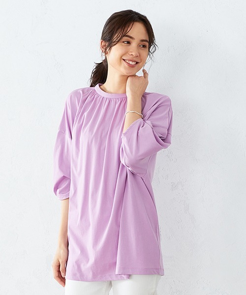 COMME CA ISM(コムサイズム)の「ボリュームスリーブ チュニックカットソー(Tシャツ/カットソー・レディース・ベージュ/ダークブラウン/カーキ/ライラック・MEDIUM/LARGE)」の1枚目の写真