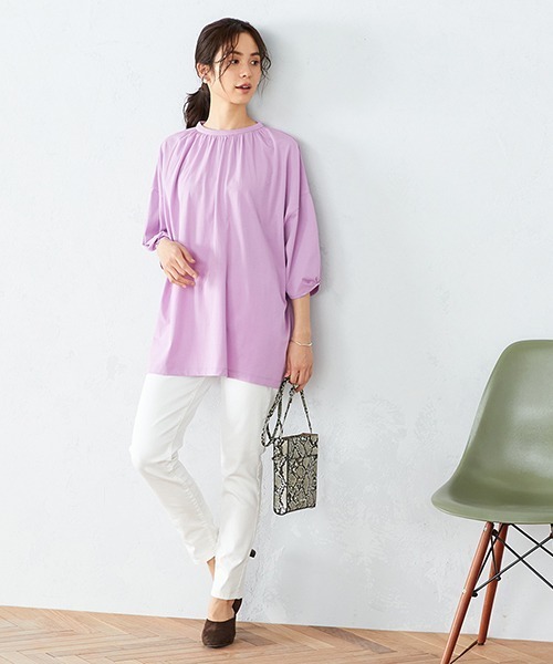 COMME CA ISM(コムサイズム)の「ボリュームスリーブ チュニックカットソー(Tシャツ/カットソー・レディース・ベージュ/ダークブラウン/カーキ/ライラック・MEDIUM/LARGE)」の14枚目の写真