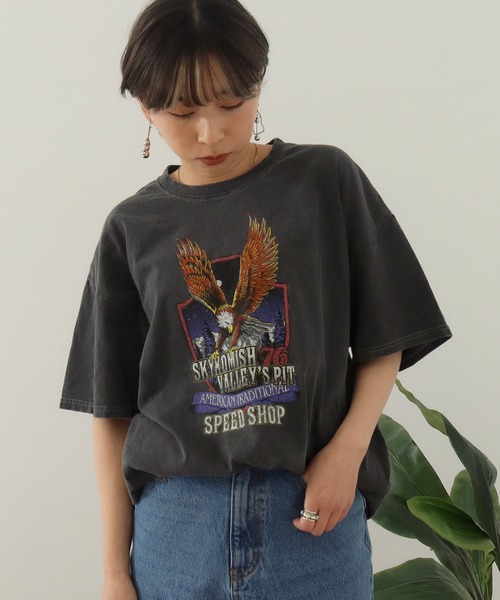 Factor=（ファクターイコール）の「イーグル プリント 加工Tシャツ（Tシャツ/カットソー・レディース・ブラック/オフホワイト/ライトブルー・FREE）」の3枚目の写真