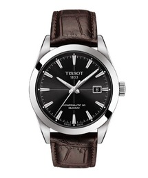 TISSOT（ティソ）の「[ティソ] TISSOT ジェントルマン オートマティック パワーマティック 80 シリシウム ブラック文字盤 ブラウンレザー（アナログ腕時計）」