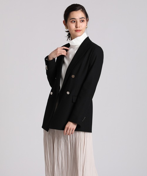 INED（イネド）の「ダブルブレストジャケット（テーラードジャケット・レディース・ブラック/カーキ・11号/9号/7号）」の2枚目の写真