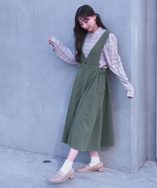 179/WG（イチナナキュウダブルジー）の「2WAYジャンパースカート（ジャンパースカート・レディース・グリーン/ライトグレー/ブラック・MEDIUM）」の3枚目の写真