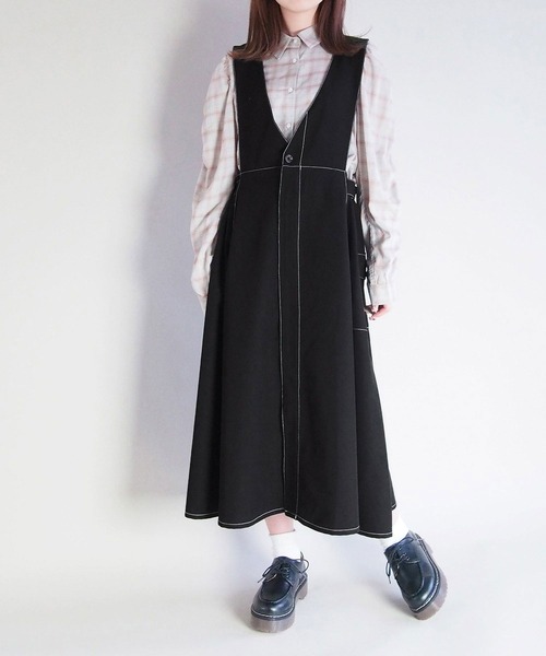 179/WG（イチナナキュウダブルジー）の「2WAYジャンパースカート（ジャンパースカート・レディース・グリーン/ライトグレー/ブラック・MEDIUM）」の2枚目の写真