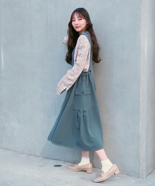 179/WG（イチナナキュウダブルジー）の「2WAYジャンパースカート（ジャンパースカート・レディース・グリーン/ライトグレー/ブラック・MEDIUM）」の16枚目の写真