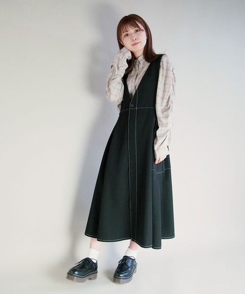 179/WG（イチナナキュウダブルジー）の「2WAYジャンパースカート（ジャンパースカート・レディース・グリーン/ライトグレー/ブラック・MEDIUM）」の14枚目の写真