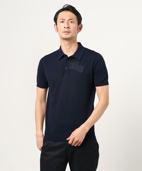 ROBERTO COLLINA（ロベルトコリーナ）の「ROBERTO COLLINA / ショートスリーブ ニットポロ（ポロシャツ・メンズ・ネイビー/イエロー系その他5・44/48/46）」の4枚目の写真