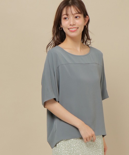 IKKA LOUNGE（イッカラウンジ）の「シェリーサテンＴブラウス（Tシャツ/カットソー・レディース・チャコールグレー/グレー/ミント・M）」の4枚目の写真