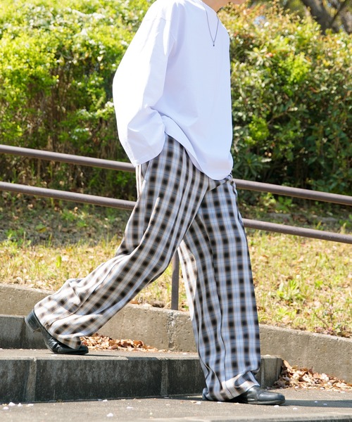 Adoon plain(アドーンプレーン)の「【Adoon plain】センタープレスチェックパンツ(その他パンツ・メンズ・ブラック/グリーン/ホワイト系その他・SMALL/MEDIUM/LARGE)」の2枚目の写真