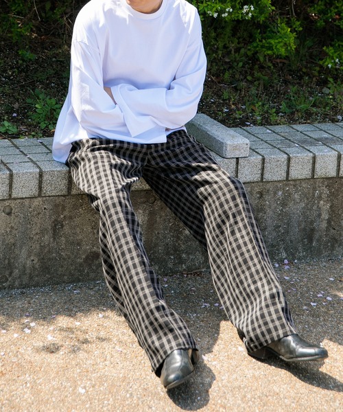 Adoon plain(アドーンプレーン)の「【Adoon plain】センタープレスチェックパンツ(その他パンツ・メンズ・ブラック/グリーン/ホワイト系その他・SMALL/MEDIUM/LARGE)」の3枚目の写真