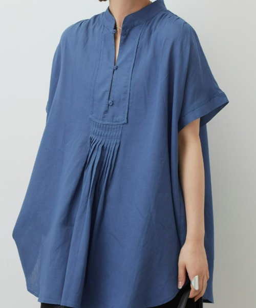 Auntie Rosa Holiday(アンティローザホリデー)の「リネンピンタックフレンチスリーブブラウス(シャツ/ブラウス・レディース・ブラック/オフホワイト/ブルー/イエロー/オレンジ/グリーン・FREE)」の4枚目の写真