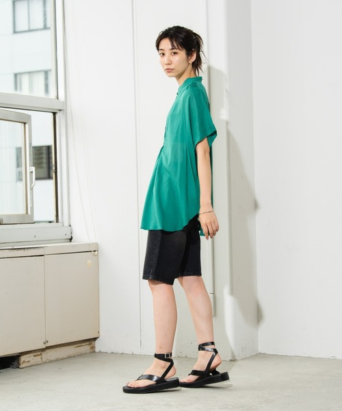 Auntie Rosa Holiday(アンティローザホリデー)の「リネンピンタックフレンチスリーブブラウス(シャツ/ブラウス・レディース・ブラック/オフホワイト/ブルー/イエロー/オレンジ/グリーン・FREE)」の15枚目の写真