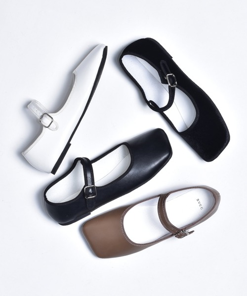 SVEC（シュベック）の「ワイド スクエアトゥ カンフーシューズ /（バレエシューズ・レディース・ホワイト/ブラック/モカ/ブラック系その他・38/39/35/36/37）」の16枚目の写真