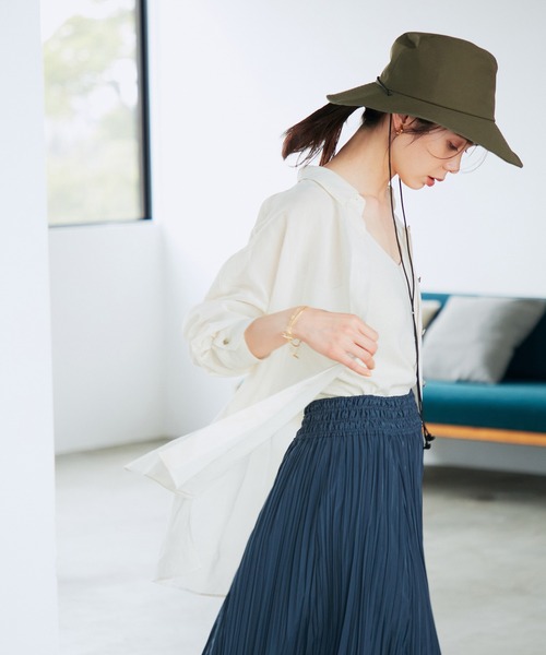 ROPE'（ロペ）の「【洗える】コットンオーガンジーBIGシャツ（シャツ/ブラウス・レディース・ダークブラウン/オフホワイト/オレンジ・38）」の2枚目の写真