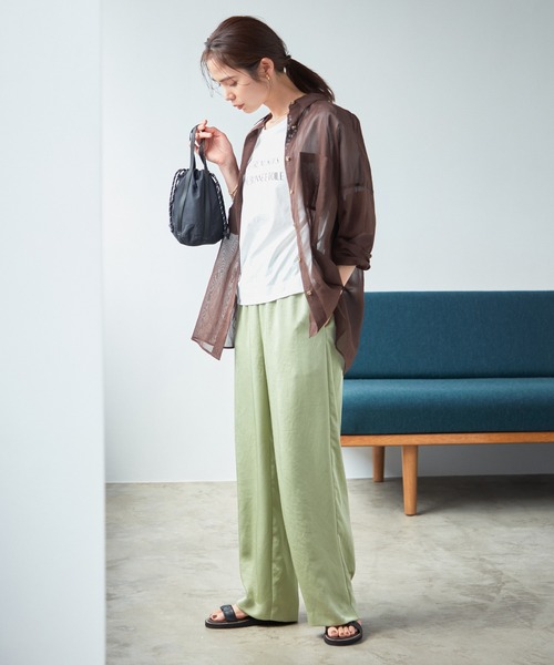 ROPE'（ロペ）の「【洗える】コットンオーガンジーBIGシャツ（シャツ/ブラウス・レディース・ダークブラウン/オフホワイト/オレンジ・38）」の18枚目の写真