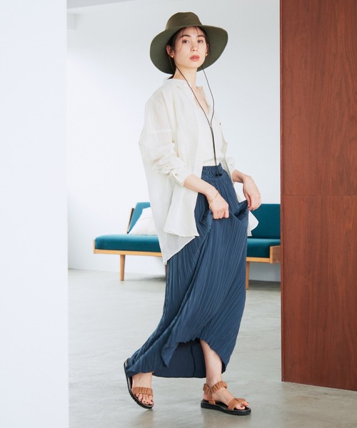 ROPE'（ロペ）の「【洗える】コットンオーガンジーBIGシャツ（シャツ/ブラウス・レディース・ダークブラウン/オフホワイト/オレンジ・38）」の14枚目の写真