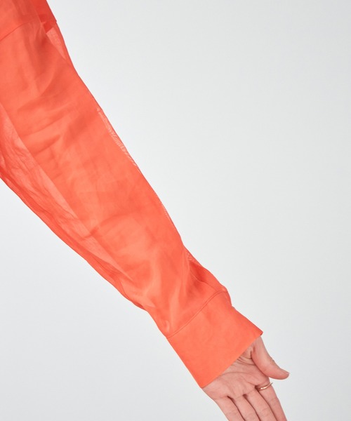 ROPE'（ロペ）の「【洗える】コットンオーガンジーBIGシャツ（シャツ/ブラウス・レディース・ダークブラウン/オフホワイト/オレンジ・38）」の19枚目の写真