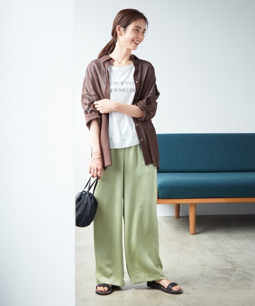 ROPE'（ロペ）の「【洗える】コットンオーガンジーBIGシャツ（シャツ/ブラウス・レディース・ダークブラウン/オフホワイト/オレンジ・38）」の13枚目の写真