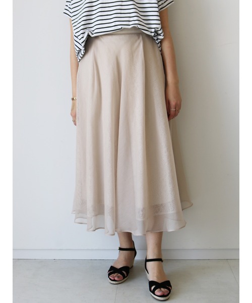 Te chichi（テチチ）の「シフォン楊柳×レースフレアスカート（スカート・レディース・モカ/ブルー/グレー・ﾌﾘ-）」の2枚目の写真