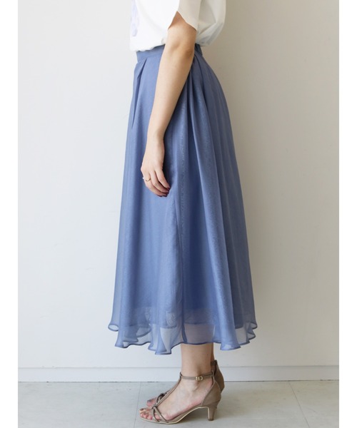 Te chichi（テチチ）の「シフォン楊柳×レースフレアスカート（スカート・レディース・モカ/ブルー/グレー・ﾌﾘ-）」の6枚目の写真