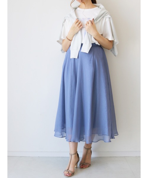 Te chichi（テチチ）の「シフォン楊柳×レースフレアスカート（スカート・レディース・モカ/ブルー/グレー・ﾌﾘ-）」の20枚目の写真