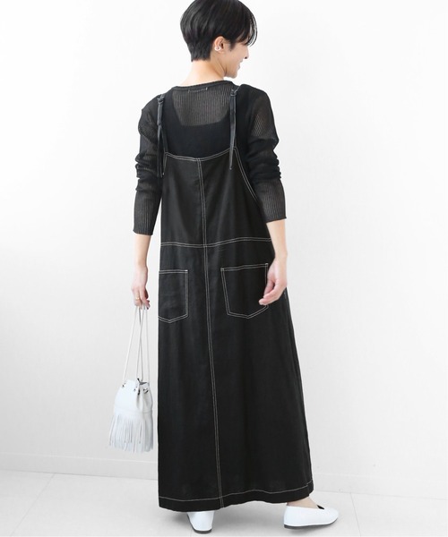 JOURNAL STANDARD relume（ジャーナルスタンダード　レリューム）の「リネン/VISキャンバス エプロンワンピース◆（ワンピース・レディース・ブラック/ベージュ・FREE）」の3枚目の写真