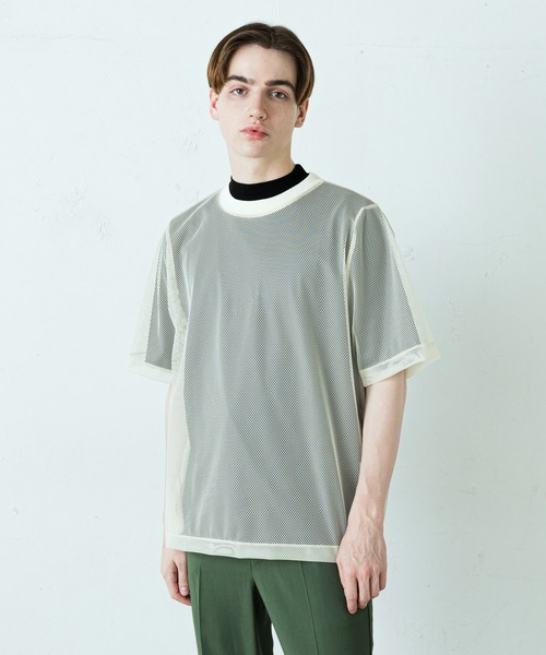 Lui's(ルイス)の「ビッグメッシュTシャツ(Tシャツ/カットソー・メンズ・ベージュ/ブラック/ホワイト・FREE)」の3枚目の写真