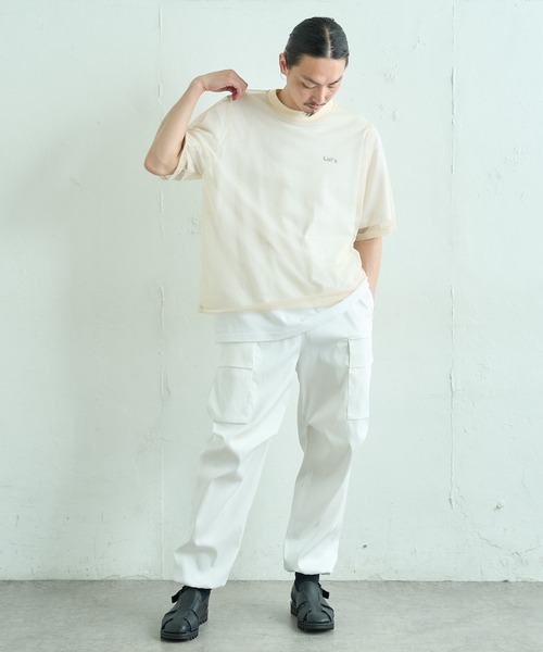 Lui's(ルイス)の「ビッグメッシュTシャツ(Tシャツ/カットソー・メンズ・ベージュ/ブラック/ホワイト・FREE)」の15枚目の写真