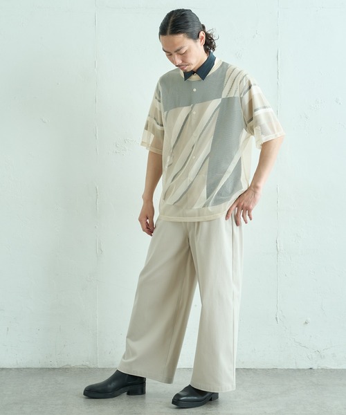 Lui's(ルイス)の「ビッグメッシュTシャツ(Tシャツ/カットソー・メンズ・ベージュ/ブラック/ホワイト・FREE)」の4枚目の写真