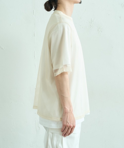 Lui's(ルイス)の「ビッグメッシュTシャツ(Tシャツ/カットソー・メンズ・ベージュ/ブラック/ホワイト・FREE)」の9枚目の写真