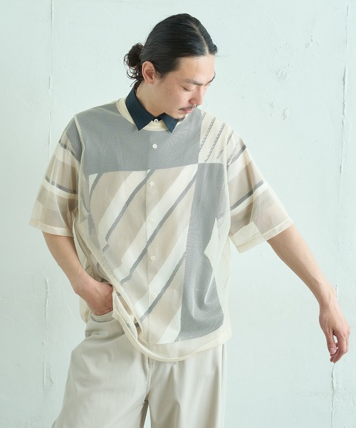 Lui's(ルイス)の「ビッグメッシュTシャツ(Tシャツ/カットソー・メンズ・ベージュ/ブラック/ホワイト・FREE)」の8枚目の写真