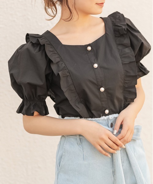オリーブさま・ブラウス・ アメリカンホリック AMERICAN HOLIC ギャザースリーブブラウス