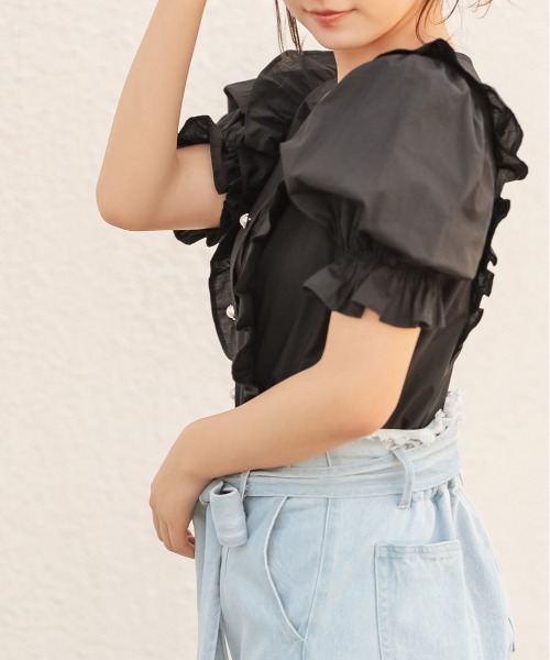 OLIVE des OLIVE（オリーブデオリーブ）の「天使のブラウス/フリルブラウス（シャツ/ブラウス・レディース・オフホワイト/ブラック/ベージュ/ライトグレー/サックスブルー・FREE）」の12枚目の写真