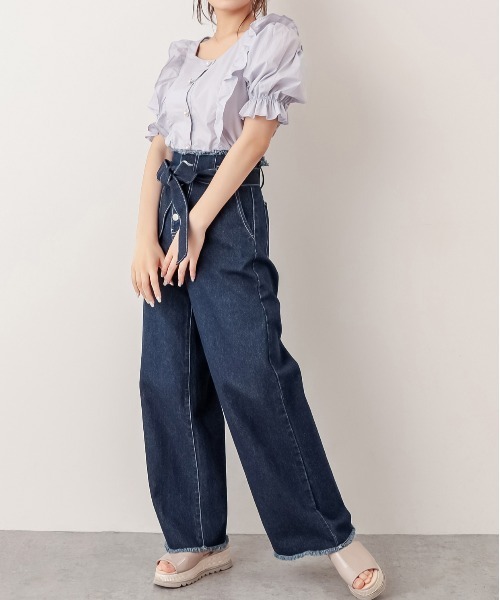 OLIVE des OLIVE（オリーブデオリーブ）の「天使のブラウス/フリルブラウス（シャツ/ブラウス・レディース・オフホワイト/ブラック/ベージュ/ライトグレー/サックスブルー・FREE）」の8枚目の写真