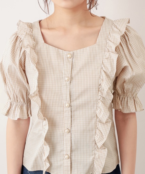 OLIVE des OLIVE（オリーブデオリーブ）の「天使のブラウス/フリルブラウス（シャツ/ブラウス・レディース・オフホワイト/ブラック/ベージュ/ライトグレー/サックスブルー・FREE）」の18枚目の写真