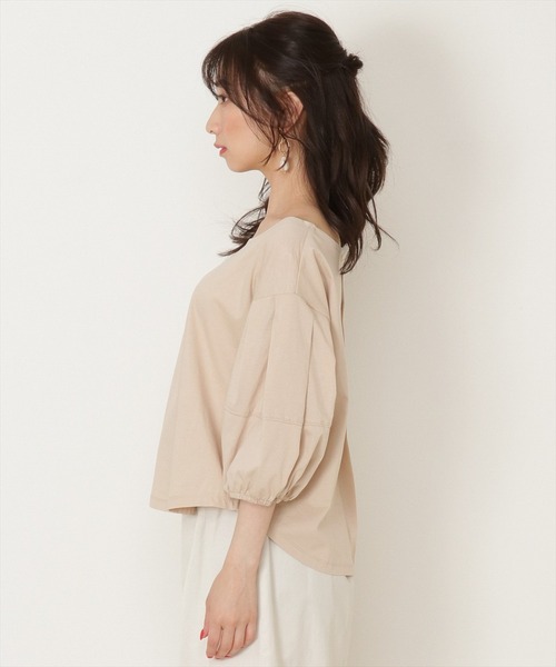 WILLSELECTION(ウィルセレクション)の「シルケット天竺ボリュームスリーブ飾り釦トップス(Tシャツ/カットソー・レディース・ライトベージュ/ブラック/オフホワイト/ブラック系その他4/ピンク・MEDIUM)」の8枚目の写真